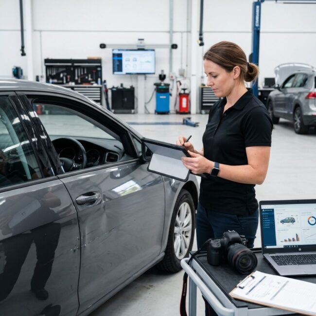 Wie werden Foto- und Datenanalysen bei der Fahrzeugschadenbewertung durchgeführt?